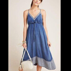 Anthropology Blue Pilcro Chambray Halter Dress